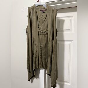 Rock & Roll Cowgirl Olive Green Sleeveless Drape Vest